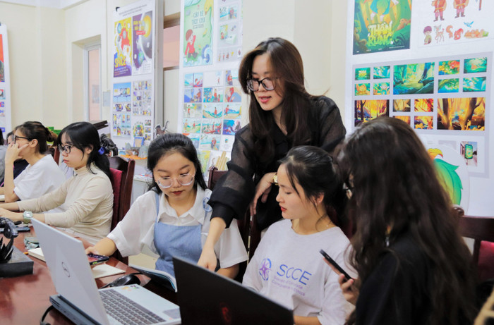 Một giờ học tại Trường Đại học Sư phạm Nghệ thuật Trung ương. Ảnh: Ngân Chi.