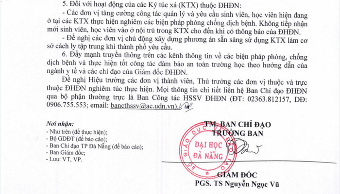 Đại học Đà Nẵng lên phương án sẵn sàng sử dụng ký túc xá làm khu cách ly tập trung khi thành phố có yêu cầu. Ảnh: AN Đại học Đà Nẵng lên phương án sẵn sàng sử dụng ký túc xá làm khu cách ly tập trung khi thành phố có yêu cầu. Ảnh: AN