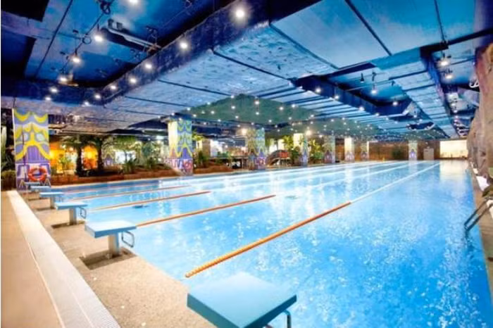 Quang cảnh đường bơi trước giờ G: Bể thi đấu Olympic là bể đạt chuẩn quốc tế luôn sẵn sàng cho những cuộc tranh tài đỉnh cao.