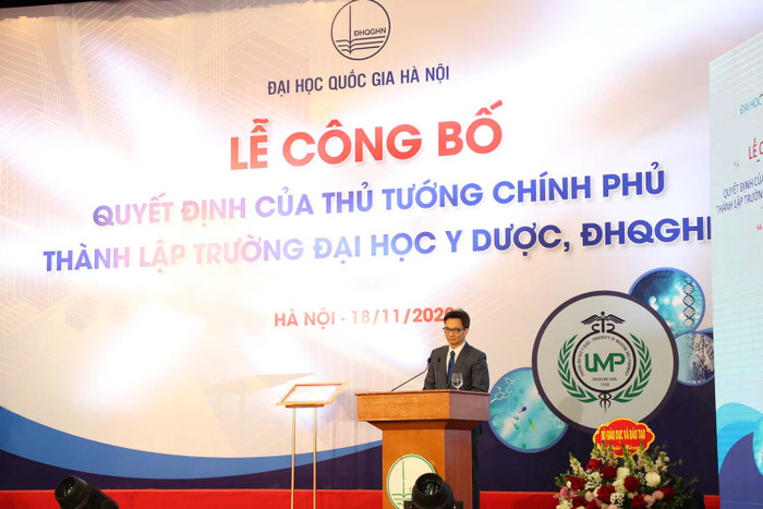 Phó Thủ tướng Chính phủ Vũ Đức Đam phát biểu tại lễ công bố (ảnh: VNU) Phó Thủ tướng Chính phủ Vũ Đức Đam phát biểu tại lễ công bố (ảnh: VNU)