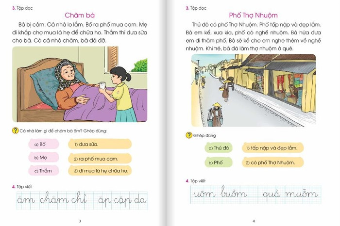 Bài đọc Ve và gà (2) từng gây tranh cãi được nhóm biên soạn giới thiệu bài Chăm bà để giáo viên sử dụng thay thế. Bài "Quạ và chó" được bổ sung thêm bài "Phố Thợ Nhuộm" (ảnh chụp màn hình) Bài đọc Ve và gà (2) từng gây tranh cãi được nhóm biên soạn giới thiệu bài Chăm bà để giáo viên sử dụng thay thế. Bài "Quạ và chó" được bổ sung thêm bài "Phố Thợ Nhuộm" (ảnh chụp màn hình)