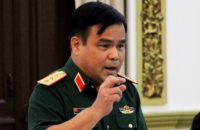 Thượng tướng Lê Chiêm - Thứ trưởng Bộ Quốc phòng phát biểu tại buổi làm việc giữa Thủ tướng Nguyễn Xuân Phúc với lãnh đạo Thành phố Hồ Chí Minh - ảnh nguồn Infonet.