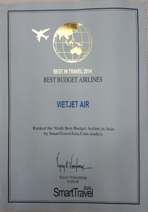 VietJet lọt top 10 hãng hàng không giá rẻ tốt nhất châu Á do độc giả của tạp chí điện tử chuyên về du lịch hàng đầu Châu Á Smart Travel Asia bình chọn VietJet lọt top 10 hãng hàng không giá rẻ tốt nhất châu Á do độc giả của tạp chí điện tử chuyên về du lịch hàng đầu Châu Á Smart Travel Asia bình chọn