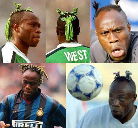 Taribo West, cựu hậu vệ nổi tiếng của Inter và đội tuyển Nigeria với kiểu tóc độc đáo. Taribo West, cựu hậu vệ nổi tiếng của Inter và đội tuyển Nigeria với kiểu tóc độc đáo.