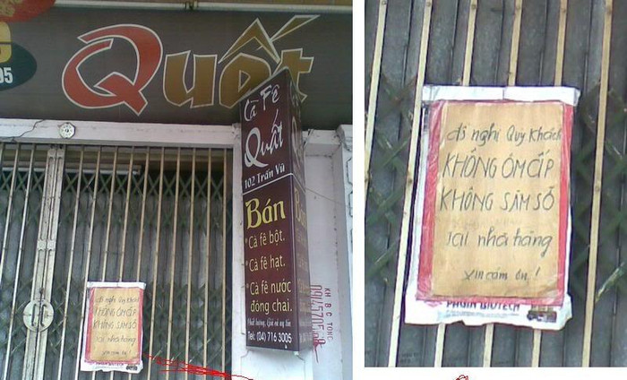 Quán cafe cảnh báo khác hàng trước khi bước chân vào cửa quán Quán cafe cảnh báo khác hàng trước khi bước chân vào cửa quán