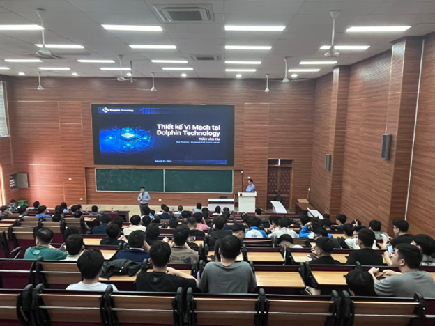 Công ty thiết kế vi mạch Dolphin giới thiệu tuyển dụng cho sinh viên Bộ môn Kỹ thuật điện tử của Trường Đại học Giao thông vận tải (Ảnh: NVCC). Picture5.png