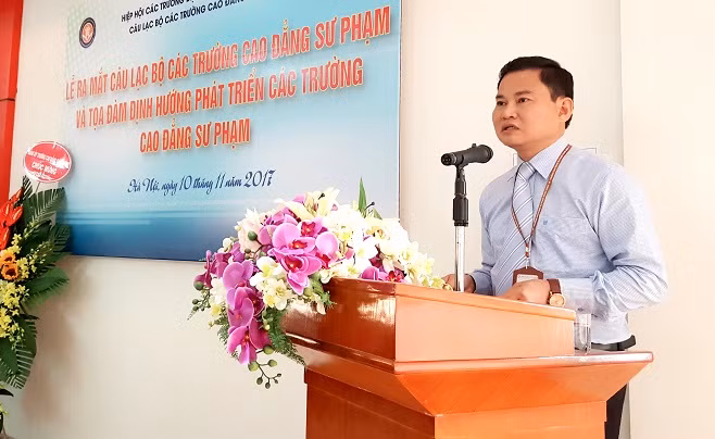 Tiến sĩ Đặng Lộc Thọ - Hiệu trưởng trường Cao đẳng sư phạm Trung ương (Hà Nội) (Ảnh: Thùy Linh)