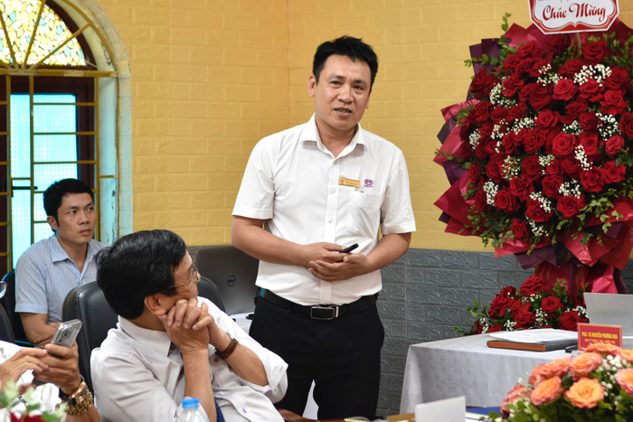 Thầy Kiều Thành Chung – Trưởng khoa Công nghệ thông tin, Trường Cao đẳng Công nghệ cao Hà Nội đã trình bày báo cáo tại tọa đàm. Ảnh: Thúy Hiền. _DSC0516.JPG