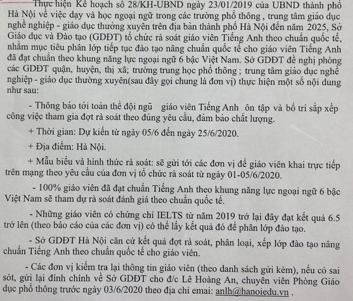 Công văn của Sở Giáo dục và Đào tạo Hà Nội gửi các trường phổ thông toàn thành phố Công văn của Sở Giáo dục và Đào tạo Hà Nội gửi các trường phổ thông toàn thành phố