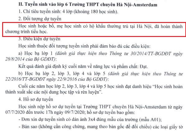 Trường trung học phổ thông chuyên Hà Nội - Amsterdam hệ trung học cơ sở được tuyển sinh toàn thành phố (Ảnh chụp màn hình) Trường trung học phổ thông chuyên Hà Nội - Amsterdam hệ trung học cơ sở được tuyển sinh toàn thành phố (Ảnh chụp màn hình)