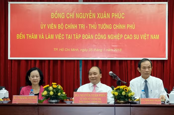 Thủ tướng đánh giá cao những nỗ lực của Tập đoàn Công nghiệp Cao su Việt Nam (ảnh chinhphu.vn).