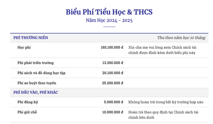 Ảnh chụp màn hình một phần biểu phí tại Trường Phổ thông song ngữ liên cấp Maya Ảnh chụp Màn hình 2024-05-10 lúc 20.37.59.png