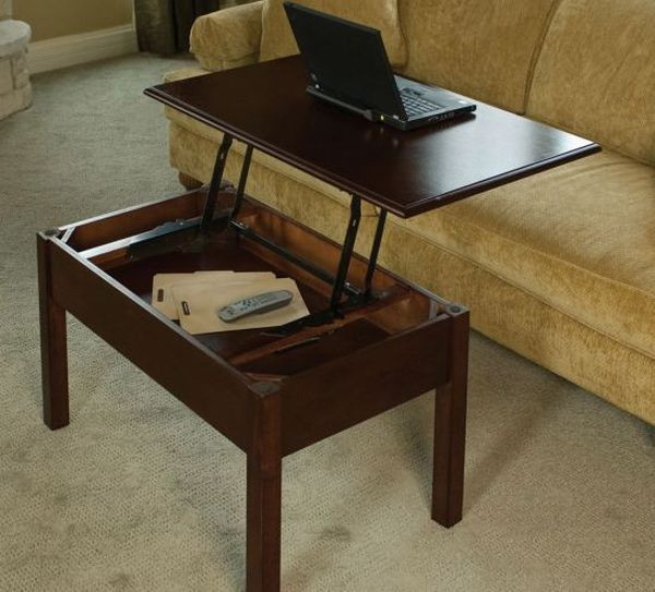 4. Bàn cà phê linh hoạt Mặt của chiếc bàn uống cà phê này có thể dựng lên để tạo thành bàn làm việc và biến phòng khách của bạn thành phòng làm việc thông minh chỉ trong tích tắc nên nó rất phù hợp cho những không gian hẹp. Phần rỗng bên dưới có thể dùng làm nơi để sách báo. Bàn được làm từ gỗ cây bạch dương và nặng khoảng hơn 20kg. Với chiếc bàn này, bạn có thể kết hợp vừa làm việc , vừa thưởng thức những tách cà phê thơm ngon.