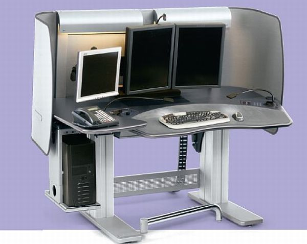 1. Bàn làm việc CT08 Với chiếc bàn này, bạn sẽ biến căn phòng làm việc đơn điệu thành một khu tổ hợp công nghệ cao và không còn nhàm chán khi phải ngồi đọc sách, đánh máy nhiều giờ. CT08 được trang bị nhiều thiết bị văn phòng cần thiết với phong cách thiết kế khá nghệ thuật. Chiếc bàn này rất phù hợp cho những không gian rộng để ngồi đọc sách với hai giá sách bên cạnh có thể điều khiển độ nghiêng hoặc độ cao. Phía sau được trang bị tấm chắn tạo độ riêng tư, chân bàn và thanh gác chân có thể điều chỉnh cho phù hợp. Ngoài ra, CT08 còn có các tính năng như hai cổng thông hơi, bảng điều khiển, đèn LED, cổng USB và một hệ thống điều khiển màn hình có cáp nối.