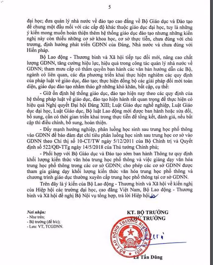 Nguyên văn công văn của Bộ Lao động, Thương binh và Xã hội gửi Bộ Nội vụ (ảnh tư liệu)