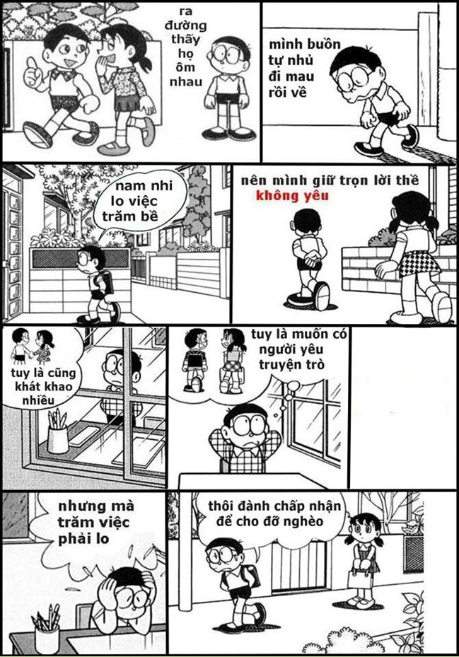 BẤM ĐÂY XEM TRỌN BỘ DOREAMON CHẾ: Doremon chế: Con gái và xe máy giống nhau điểm nào! Doremon chế: "Bước đến nhà em bóng xế tà" Doremon chế: Vợ là thiên thần chỉ khi... Doremon chế: Anh em cùng cha khác ông nội Doremon chế: Không ai học giỏi tiếng anh bằng Nô Doremon chế: Chị Nô đi thi hoa hậu