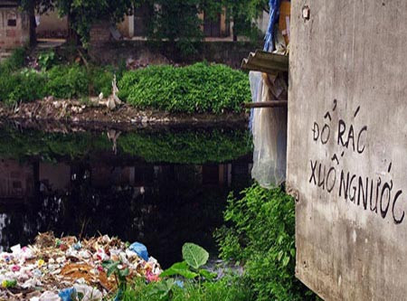 Sao lại cho đổ xuống mương nước thế này.