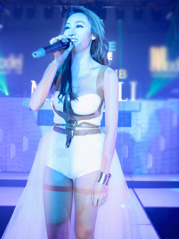 Sau tin đồn bán dâm, Ngân Khánh lần đầu xuất hiện là trong tiệc sinh nhật của Ngô Kiến Huy và mới nhất là sự trở lại trên sân khấu ca nhạc tại tỉnh Long Xuyên.