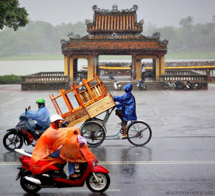 Những bước chân vội vã, những hình ảnh trú mưa trong đình làng thật quen thuộc Những bước chân vội vã, những hình ảnh trú mưa trong đình làng thật quen thuộc