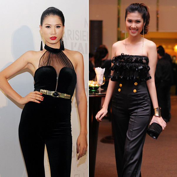 Để khắc phục nhược điểm phô bụng của jumsuits màu trơn dáng dài, các nhà thiết kế thường bổ sung thắt lưng, hàng cúc hoặc những đường xếp ly. Để khắc phục nhược điểm phô bụng của jumsuits màu trơn dáng dài, các nhà thiết kế thường bổ sung thắt lưng, hàng cúc hoặc những đường xếp ly.