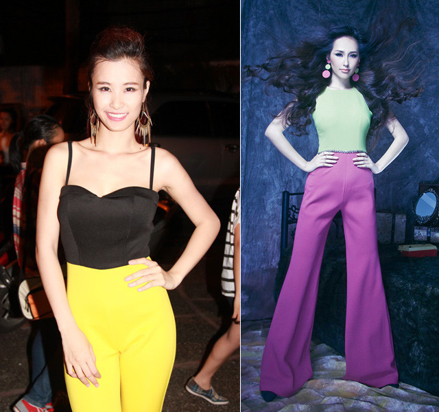 Nhằm tránh cho người nhìn bị ngợp trước một bộ cánh quá chói như trên, người ta thường chia jumpsuits thành các mảng màu colorblock giống như của Đông Nhi, Mai Phương Thúy... Nhằm tránh cho người nhìn bị ngợp trước một bộ cánh quá chói như trên, người ta thường chia jumpsuits thành các mảng màu colorblock giống như của Đông Nhi, Mai Phương Thúy...