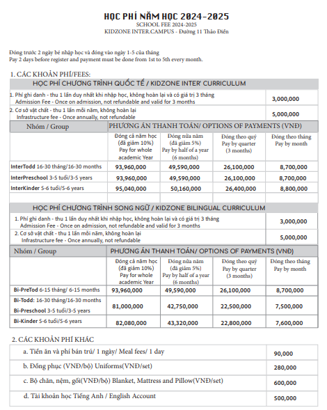 Ảnh chụp màn hình một phần biểu học phí tại Trường Mầm non Song ngữ Kidzone Screenshot 2024-06-14 140504.png