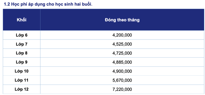 Ảnh chụp màn hình một phần biểu học phí tại Trường THCS & THPT Tân Phú tân phú.png