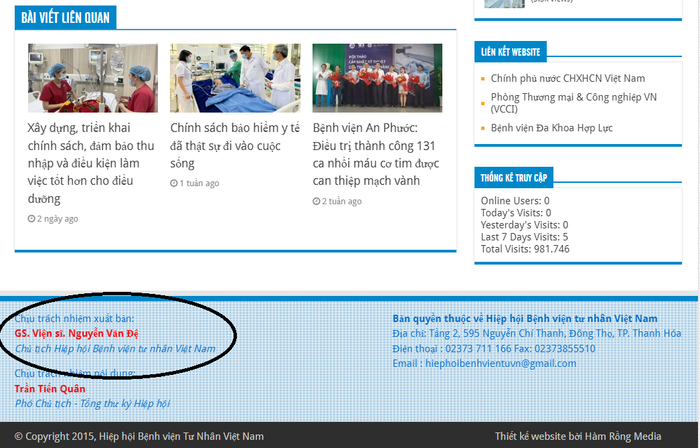 Cụm từ "GS, Viện sĩ" được sử dụng cùng tên ông Nguyễn Văn Đệ trên website của Hiệp hội Bệnh viện tư nhân Việt Nam. Ảnh chụp màn hình Screenshot 2024-06-07 091841.png