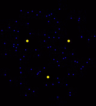 Bạn hãy nhìn kĩ 1 trong 3 chấm vàng 1 lúc, 2 chấm vàng còn lại sẽ tự động biến mất
