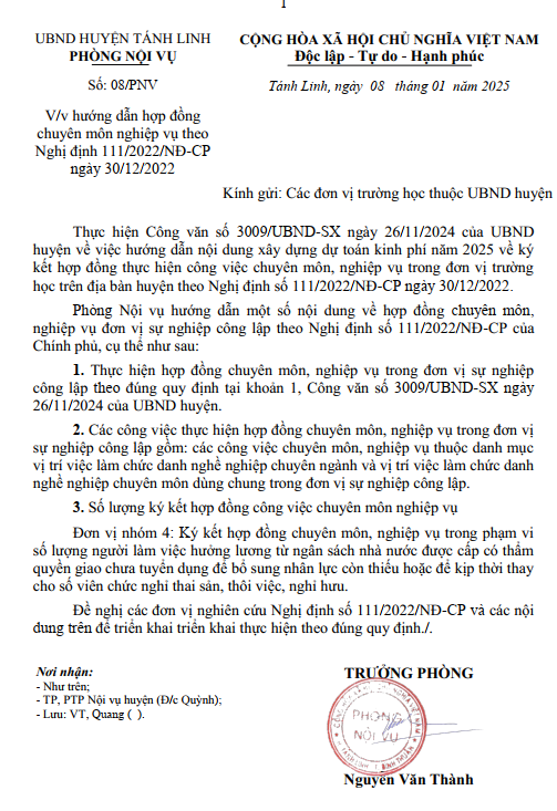 Nội dung trong công văn của Phòng Nội vụ huyện Tánh Linh. Ảnh: Độc giả cung cấp Screenshot 2025-05-08 163515.png
