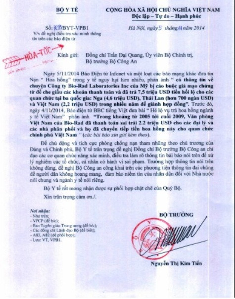 Công văn Bộ Y tế gửi Bộ Công an Công văn Bộ Y tế gửi Bộ Công an