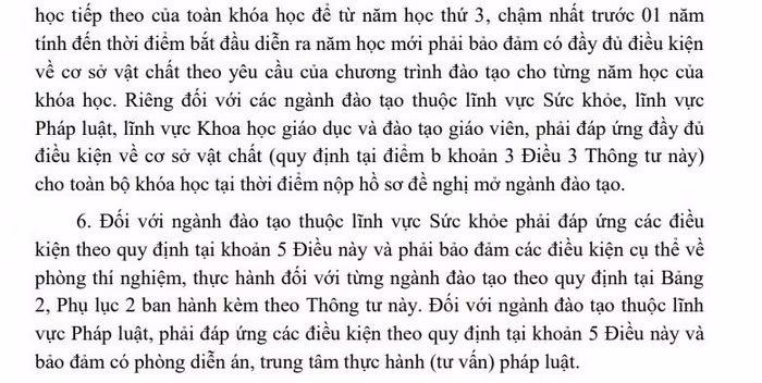 Điều kiện mở ngành đào tạo trình độ đại học