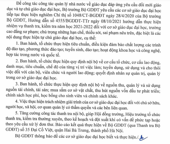 Bộ Giáo dục và Đào tạo yêu cầu các trường tuân thủ nghiêm các quy định Bộ Giáo dục và Đào tạo yêu cầu các trường tuân thủ nghiêm các quy định