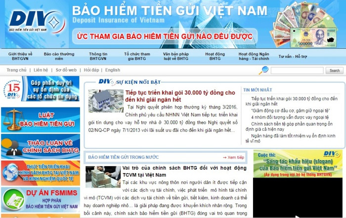Website chính thức của Bảo hiểm tiền gửi Việt Nam - ảnh chụp màn hình Website chính thức của Bảo hiểm tiền gửi Việt Nam - ảnh chụp màn hình