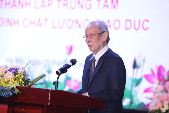 Giáo sư Trần Hồng Quân – nguyên Chủ tịch Hiệp hội Các trường đại học, cao đẳng Việt Nam, nguyên Bộ trưởng Bộ Giáo dục và Đào tạo (ảnh: Thùy Linh)