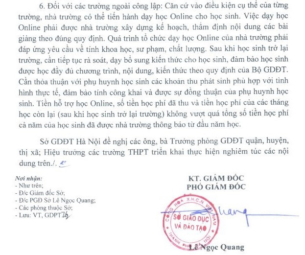Ngày 17/3, Sở Giáo dục và Đào tạo Hà Nội tiếp tục ban hành văn bản 809/SGDĐT-GDPT trong đó có nêu rõ nội dung đối với trường ngoài công lập (Ảnh chụp màn hình) Ngày 17/3, Sở Giáo dục và Đào tạo Hà Nội tiếp tục ban hành văn bản 809/SGDĐT-GDPT trong đó có nêu rõ nội dung đối với trường ngoài công lập (Ảnh chụp màn hình)