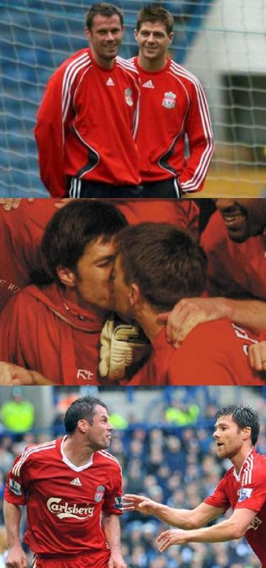 Dường như Jamie Carragher rất chung thủy khi từ chối Xabi Alonso để đến với Steven Gerrard… Dường như Jamie Carragher rất chung thủy khi từ chối Xabi Alonso để đến với Steven Gerrard…