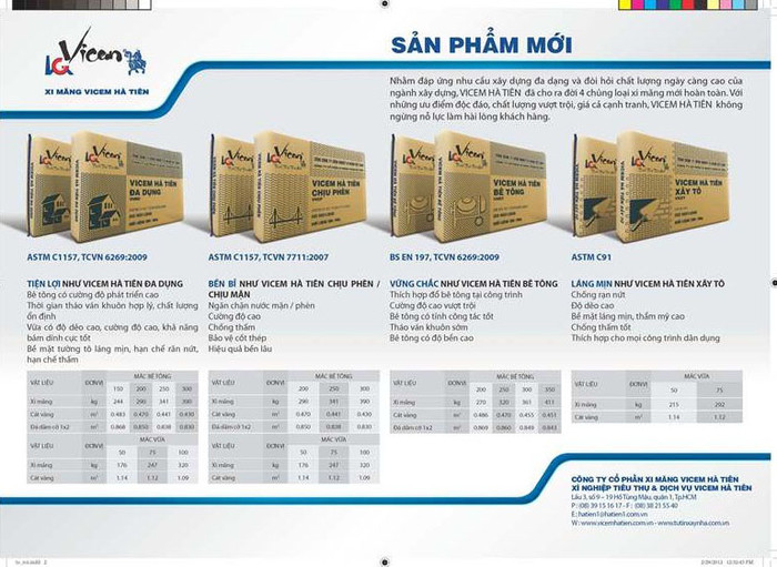 Tờ rơi quảng cáo về xi măng Hà Tiên đa dụng (sản phẩm đầu tiên, từ bên tay trái sang) Tờ rơi quảng cáo về xi măng Hà Tiên đa dụng (sản phẩm đầu tiên, từ bên tay trái sang)