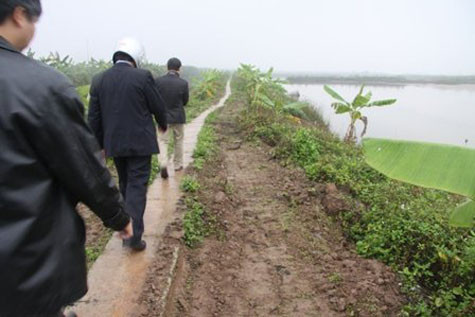 Con đường bê tông do ông Vươn xây dựng giúp mọi người vào khu đầm được thuận tiện hơn. Con đường bê tông do ông Vươn xây dựng giúp mọi người vào khu đầm được thuận tiện hơn.