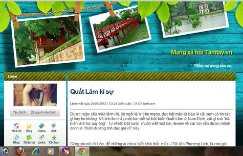 Bài viết có nhan đề "Quất Lâm ký sự" đang khiến cư dân mạng xôn xao. (Ảnh chụp lại từ mạng xã hội tamtay.vn) Bài viết có nhan đề "Quất Lâm ký sự" đang khiến cư dân mạng xôn xao. (Ảnh chụp lại từ mạng xã hội tamtay.vn)