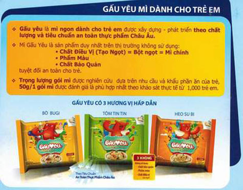 Tờ rơi quảng cáo mì Gấu yêu.
