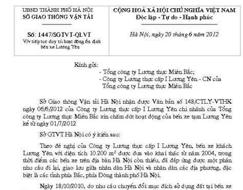 Văn bản của Sở GTVT Văn bản của Sở GTVT