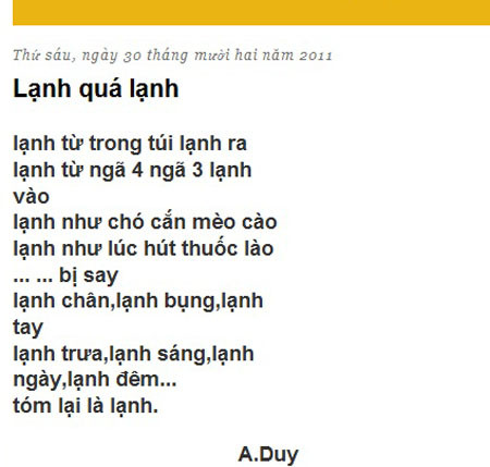 Tức "lạnh" thành "thơ". Tức "lạnh" thành "thơ".