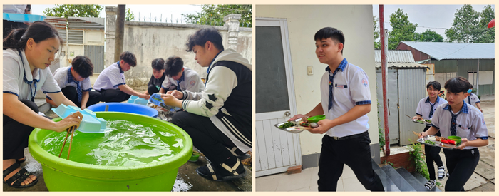 Thầy Dũng cho biết, thông qua các bữa ăn, cũng muốn rèn cho học sinh tính tự lập. Ảnh: NTCC. Thiết kế chưa có tên (1).png