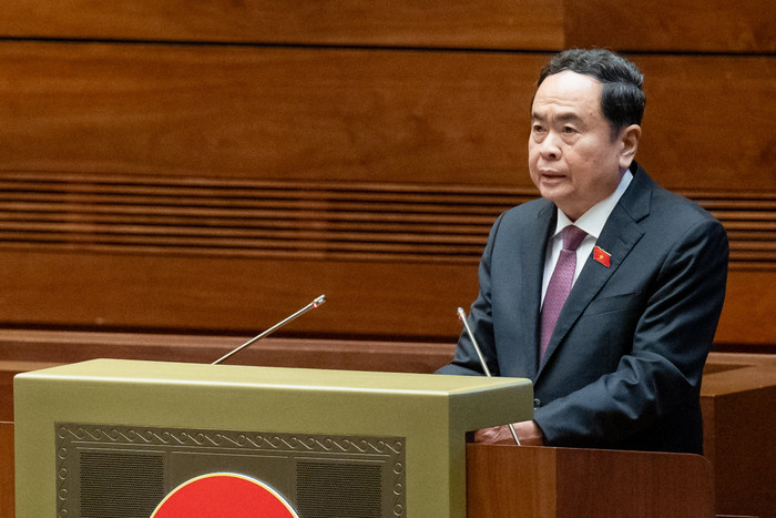 Chủ tịch Quốc hội Trần Thanh Mẫn phát biểu kết thúc phiên chất vấn. Ảnh: quochoi.vn. Mẫn.jpg