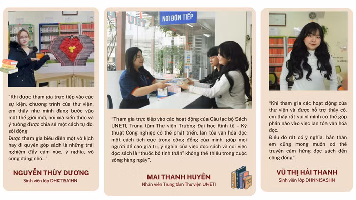 Câu lạc bộ Sách UNETI (trực thuộc Trung tâm Thư viện) góp phần lan tỏa văn hóa đọc trong sinh viên nhà trường và cả trong cộng đồng được các em sinh viên rất tích cực tham gia, đón nhận (3).png