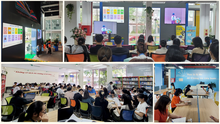 Đến thời điểm hiện tại, Thư viện có ở cả 3 địa điểm đào tạo của nhà trường với tổng diện tích 3.700m². Ảnh: NTCC. ảnh.png