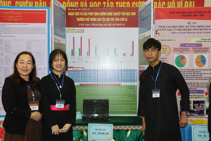Học sinh Sơn La tham dự cuộc thi Khoa học kỹ thuật. Ảnh: Sở GD&ĐT Sơn La cung cấp. z5296042275800_9ac8a94787444b5b9ea6eddbaa9e4838.jpg
