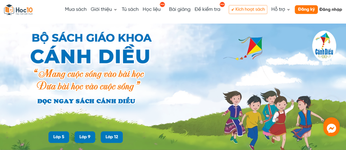 Giao diện của trang web, hệ sinh thái của sách giáo khoa Cánh Diều. Ảnh chụp màn hình. ảnh anh.png
