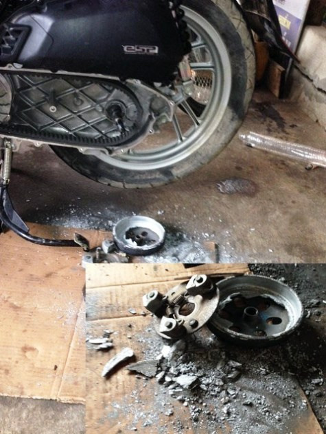 Chất lượng dòng xe máy Honda ngày càng xuống dốc? (Ảnh sự cố côn bánh sau xe SH vỡ vụn được người tiêu dùng phản ánh đến Báo Điện tử Giáo dục Việt Nam).